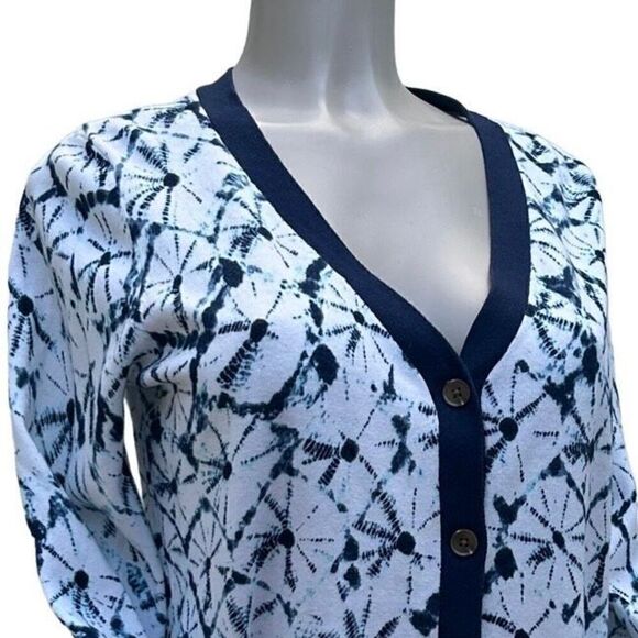 Thakoon X Target Shibori Cardigan Women's Large Blue & White Button Front Cotton - Picture 2 of 8